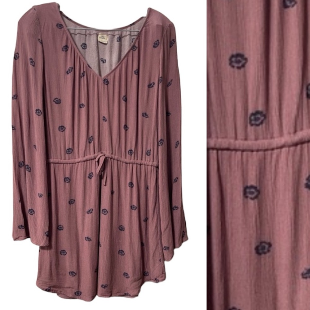 O’NEILL Long Sleeve Tie Waist Womens Mini Dress Size Large
